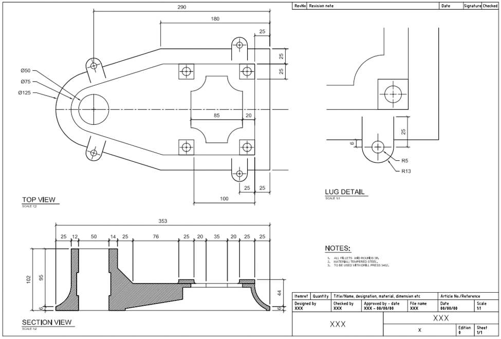 AutoCad (for Mechanical) – Mechanical Detail drawing