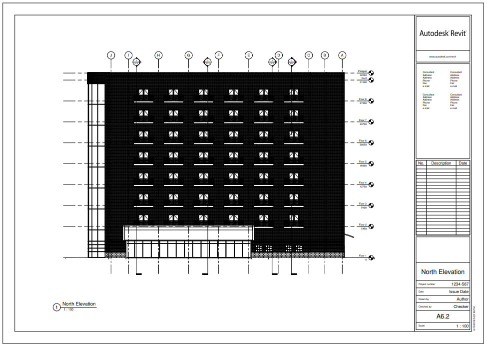 Building Elevation – Architectural Building Elevation with Datum Elements